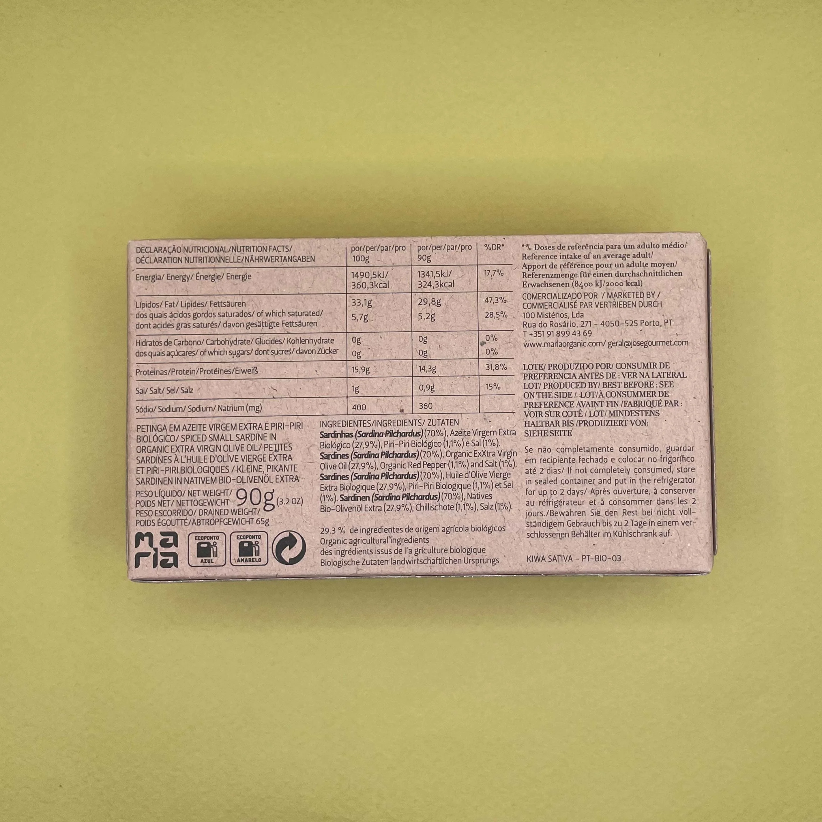 Maria Organic Spiced Small Sardines in Extra Virgin Organic Olive Oil - Image 8